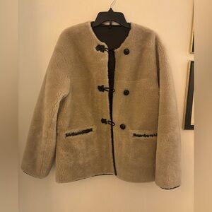Mango Shearling cream and black Jacket